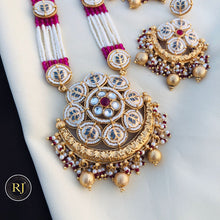 Multicolor Gold Plated Jadau Kundan Necklace Set , Premium Quality