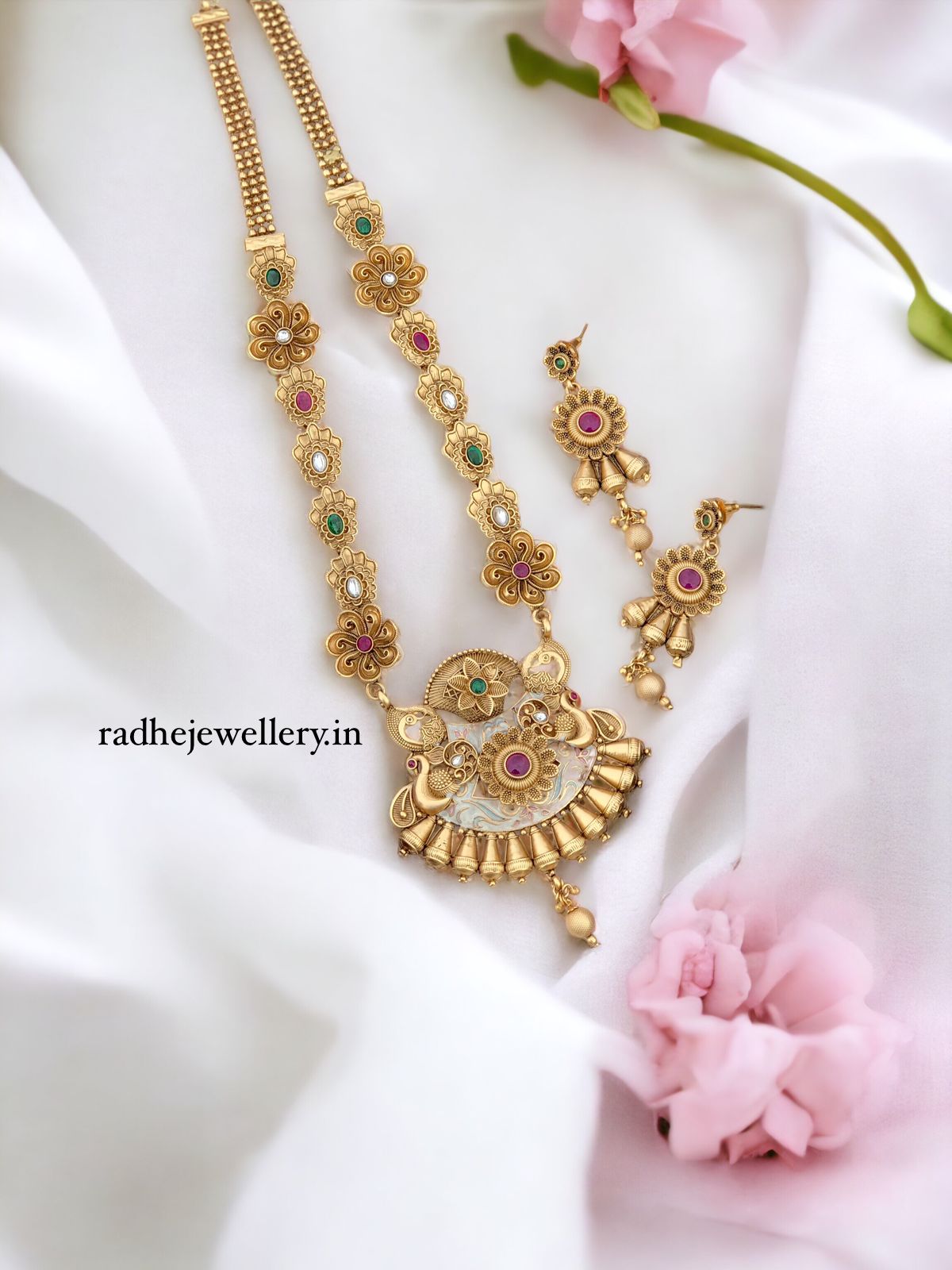 Long Haram Rajwadi Jewellery Set, All Brass, Premium Quality