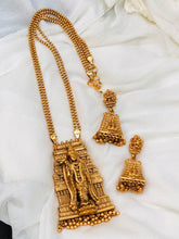 Temple Goddess Pendant Necklace Set – Antique Gold Finish