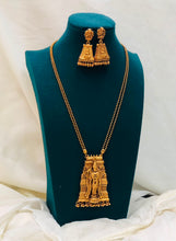 Temple Goddess Pendant Necklace Set – Antique Gold Finish
