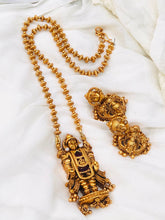Temple Goddess Pendant Necklace Set – Antique Gold Finish