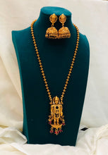Temple Goddess Pendant Necklace Set – Antique Gold Finish