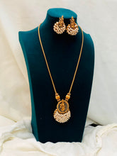 Antique Lakshmi Green Beads Long Haram Set
