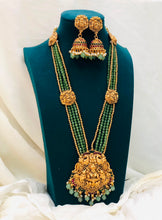 Antique Lakshmi Green Beads Long Haram Set