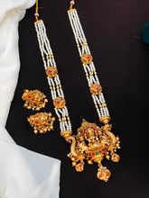 Antique Lakshmi Green Beads Long Haram Set