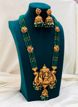 Antique Lakshmi Green Beads Long Haram Set