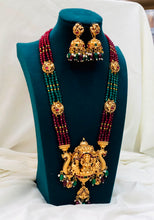 Antique Lakshmi Green Beads Long Haram Set