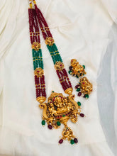 Antique Lakshmi Green Beads Long Haram Set