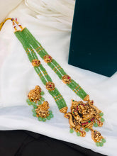 Antique Lakshmi Green Beads Long Haram Set