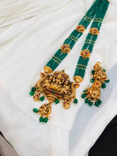 Antique Lakshmi Green Beads Long Haram Set