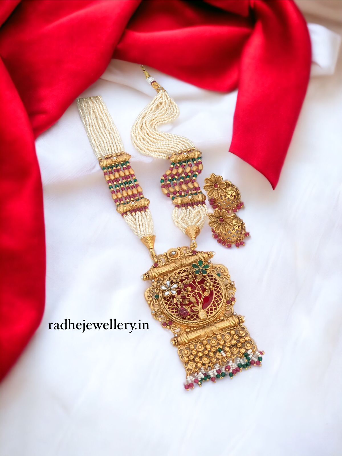 Tribal Long Haram Rajwadi Jewellery Set, All Brass, Premium Quality, 2 Colors