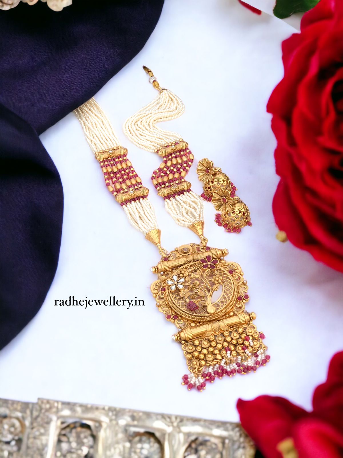 Tribal Long Haram Rajwadi Jewellery Set, All Brass, Premium Quality, 2 Colors