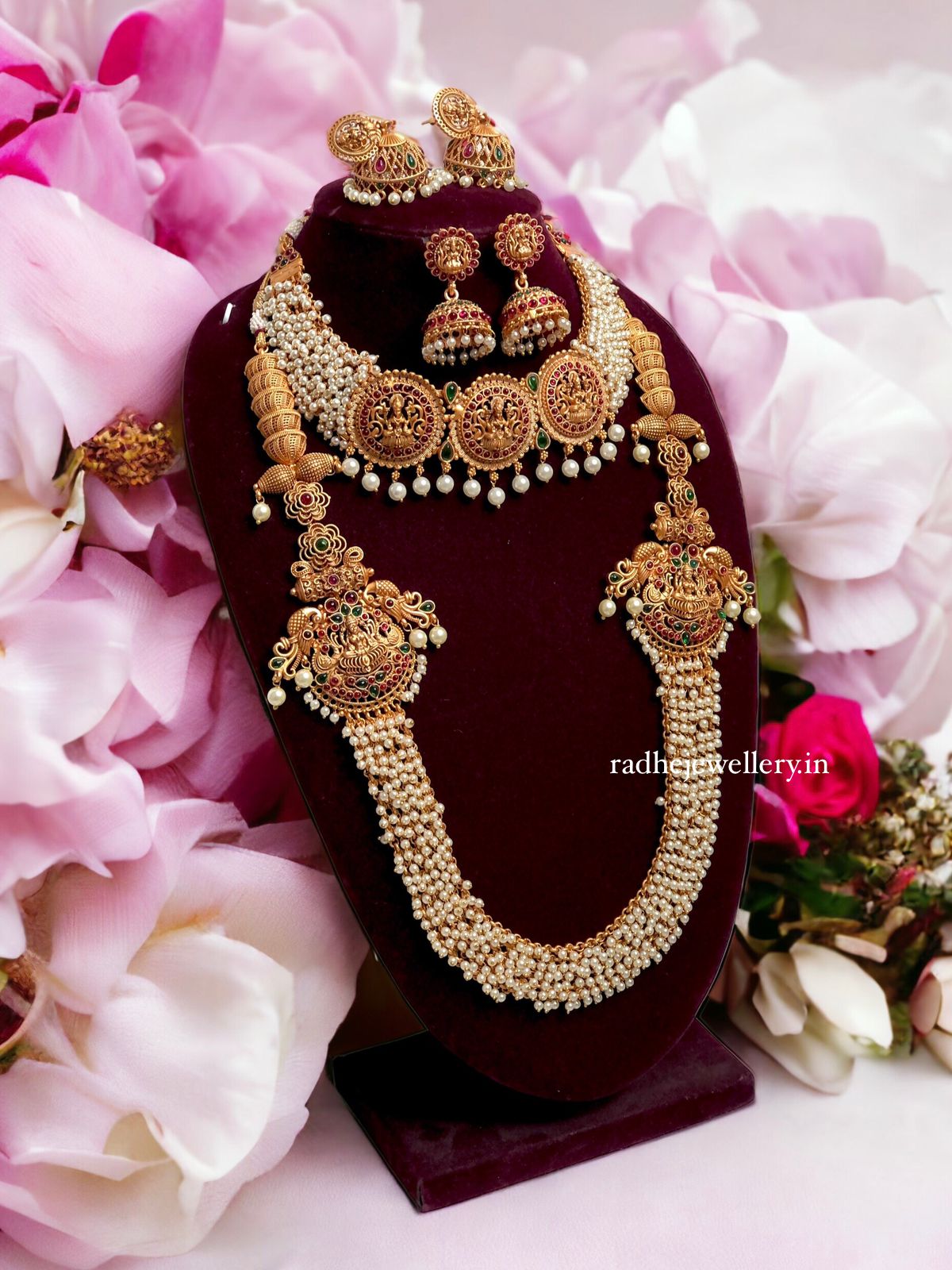 Long Laxmi Haaram with neclace set for women & beads jewellery set