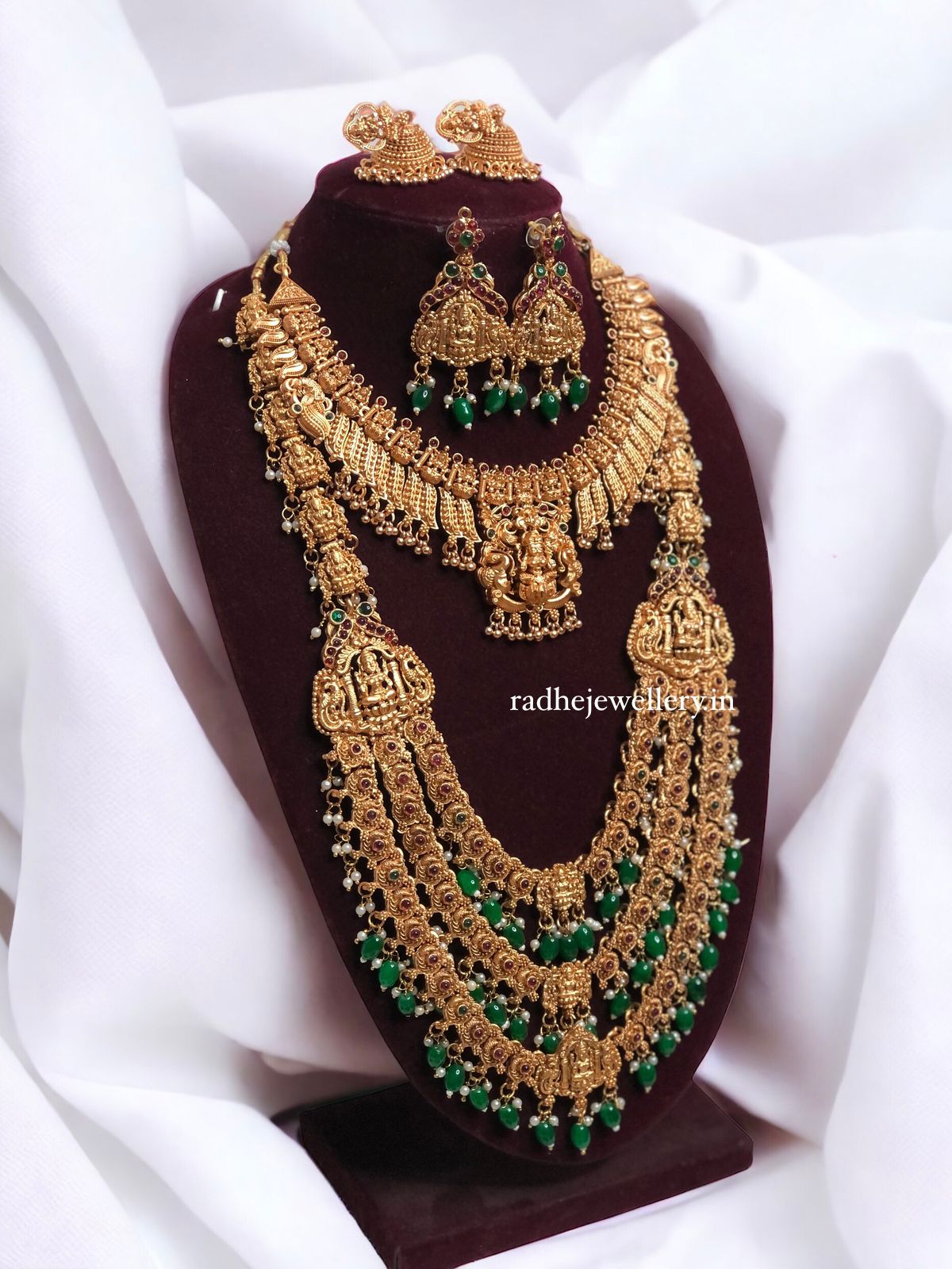 3 layered Lakshmi long haram with Necklace & Combo set