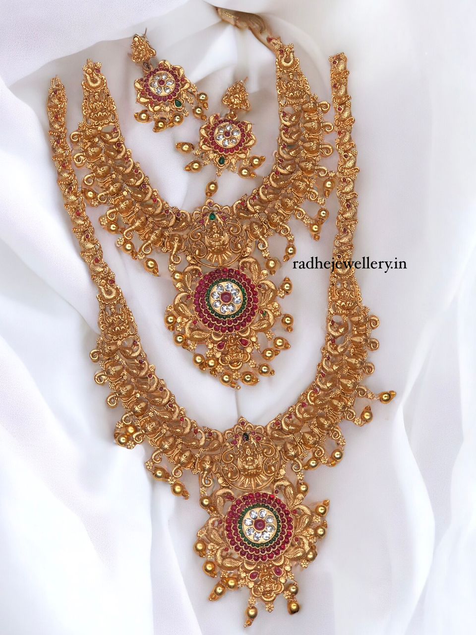 Laxmi Temple Work Gold Look Necklace Set