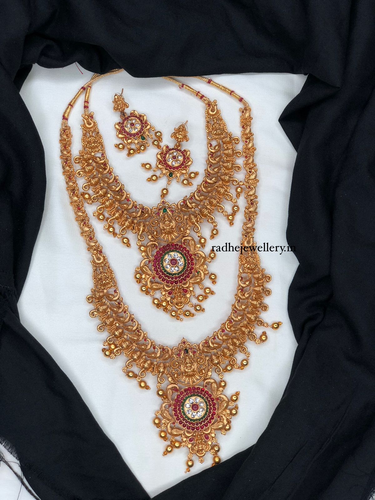 Laxmi Temple Work Gold Look Necklace Set