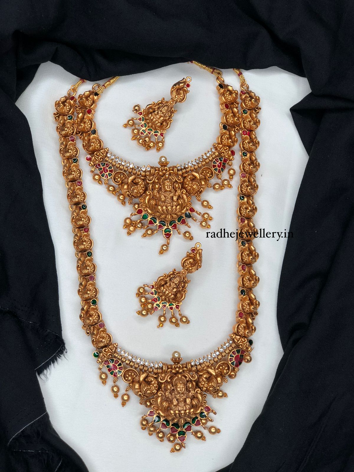 Laxmi Temple Work Gold Look Necklace Set