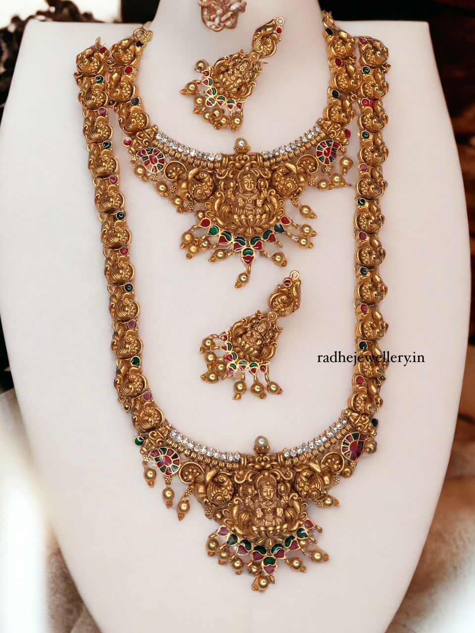 Laxmi Temple Work Gold Look Necklace Set