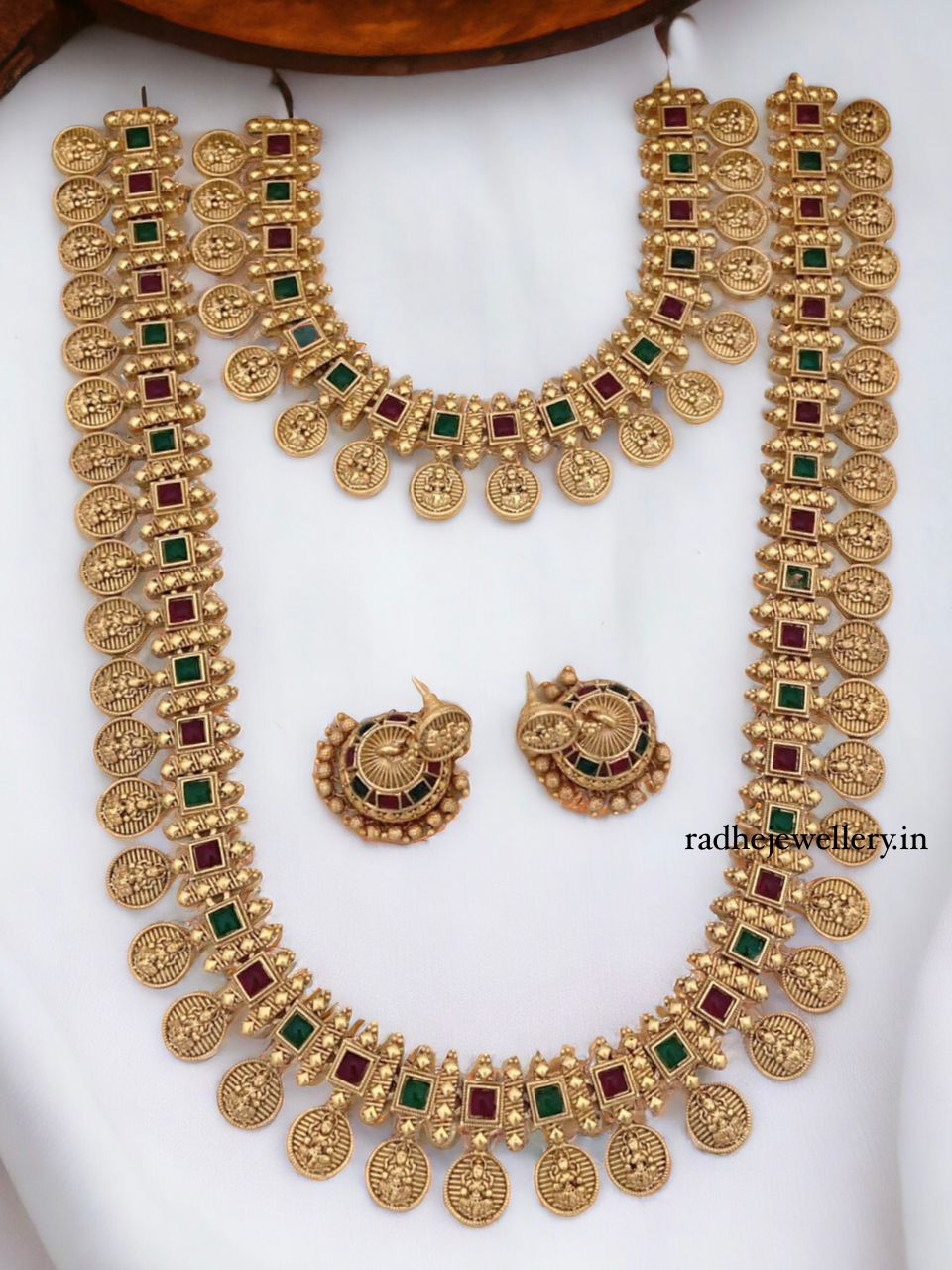 Laxmi Temple Work Gold Look Necklace Set