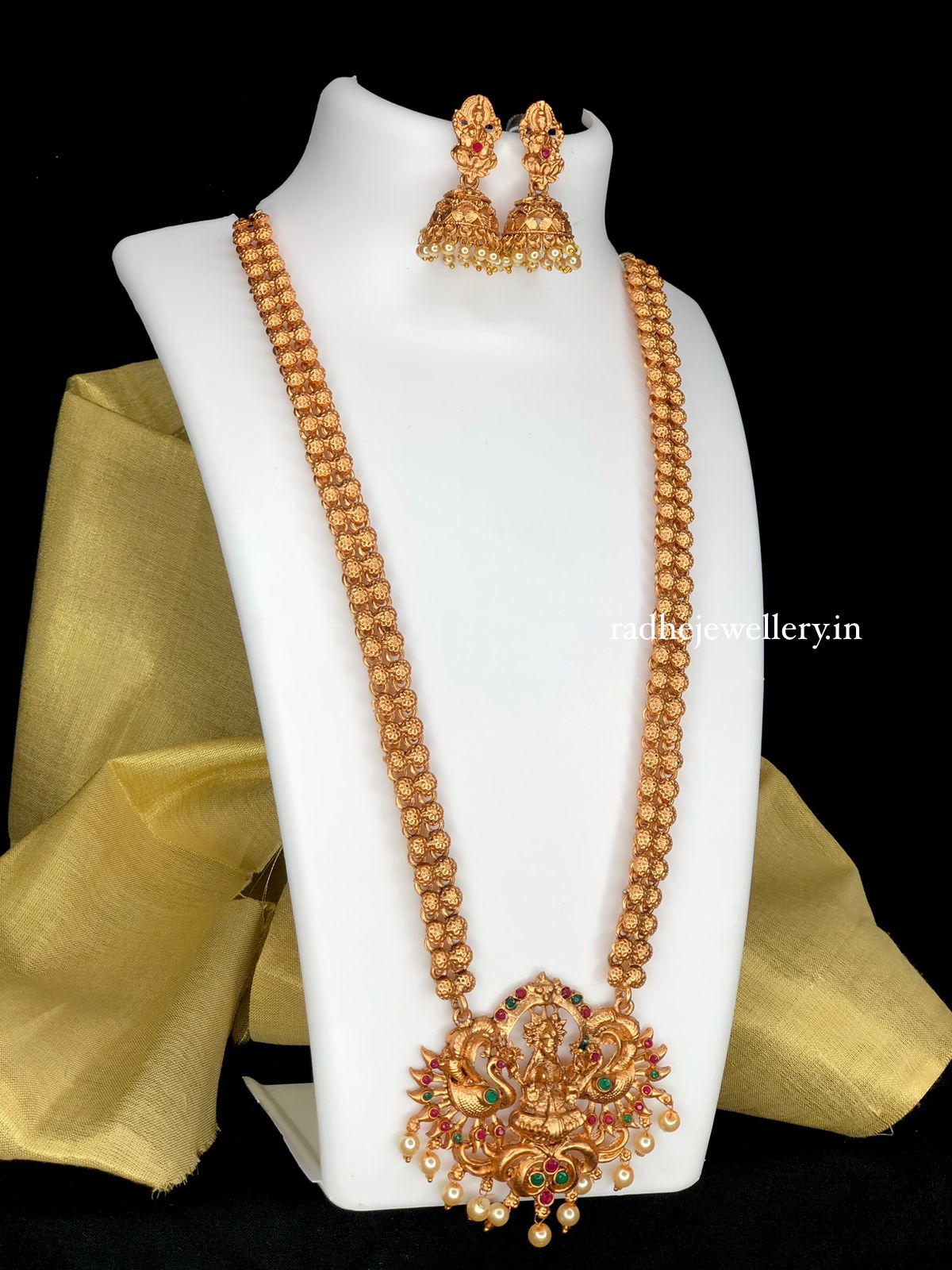 Matt Finish Bridal Lakshmi Haram Set