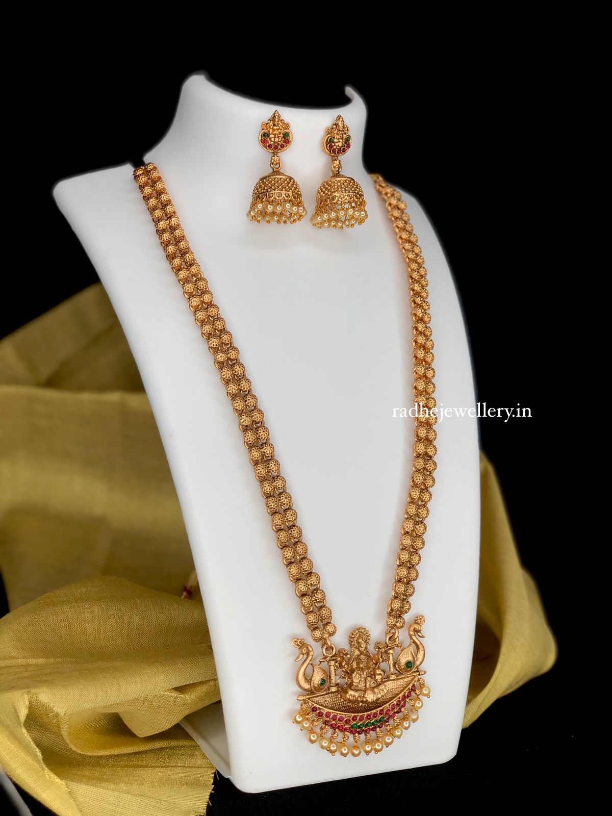 Matt Finish Bridal Lakshmi Haram Set