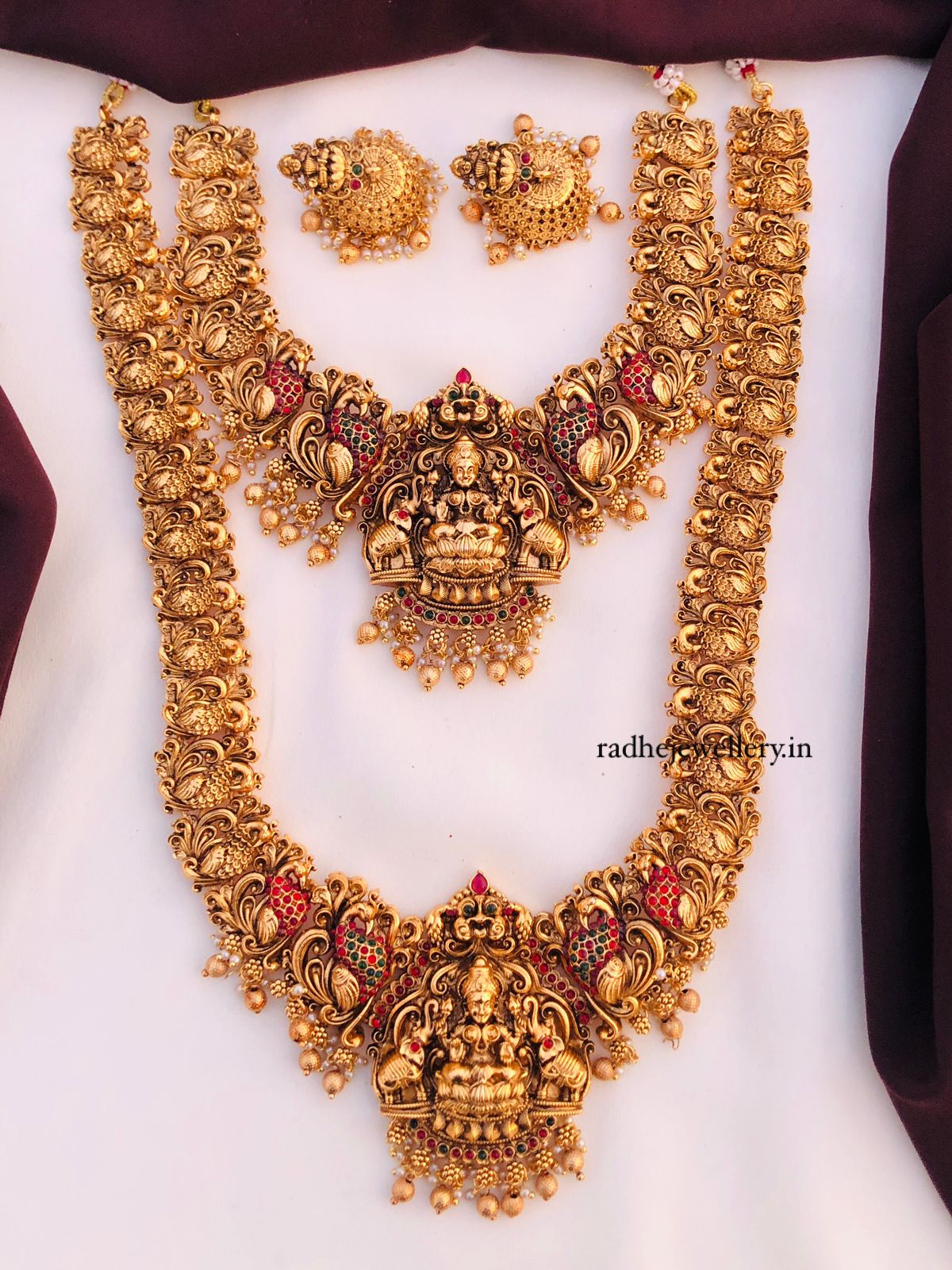 Beautiful Laxmi Design Matte Gold Polish Temple Design Temple Jewellery