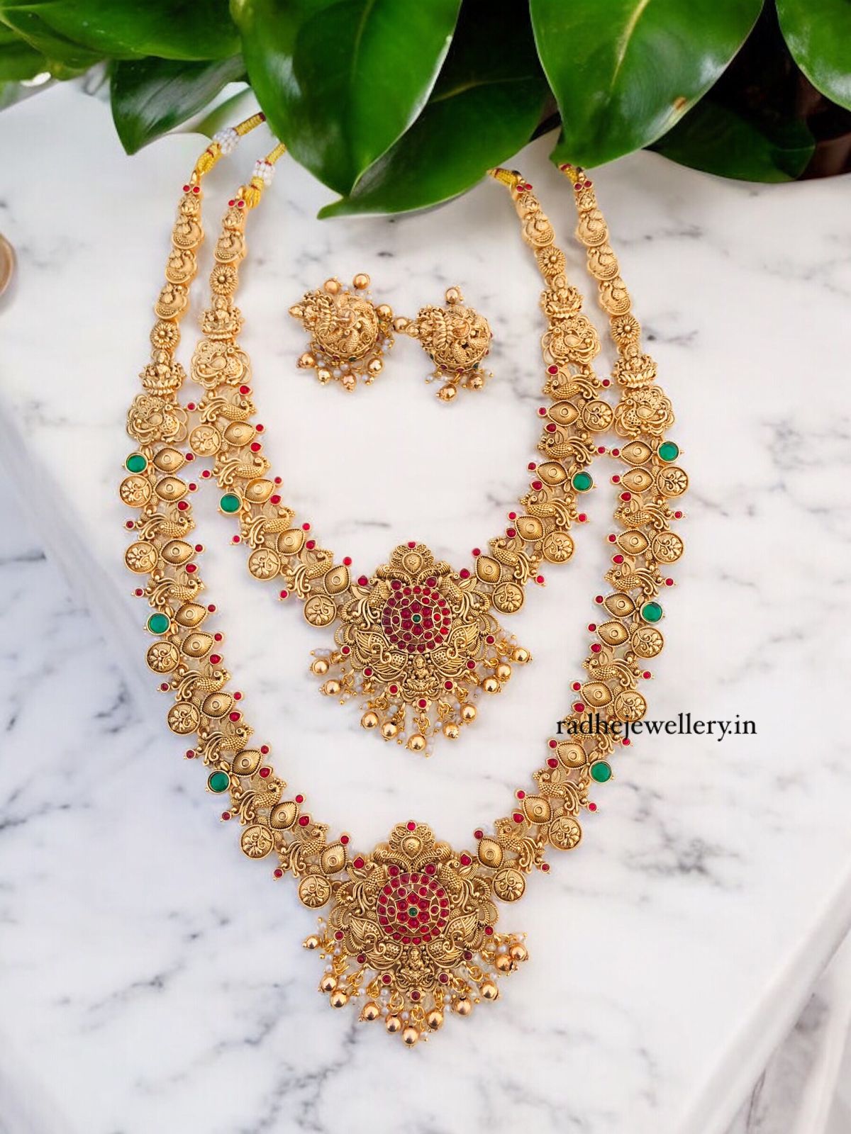 Matte Finish Beautiful combo Necklace Set for Women/Gold Plated/Indian Jewelry Set