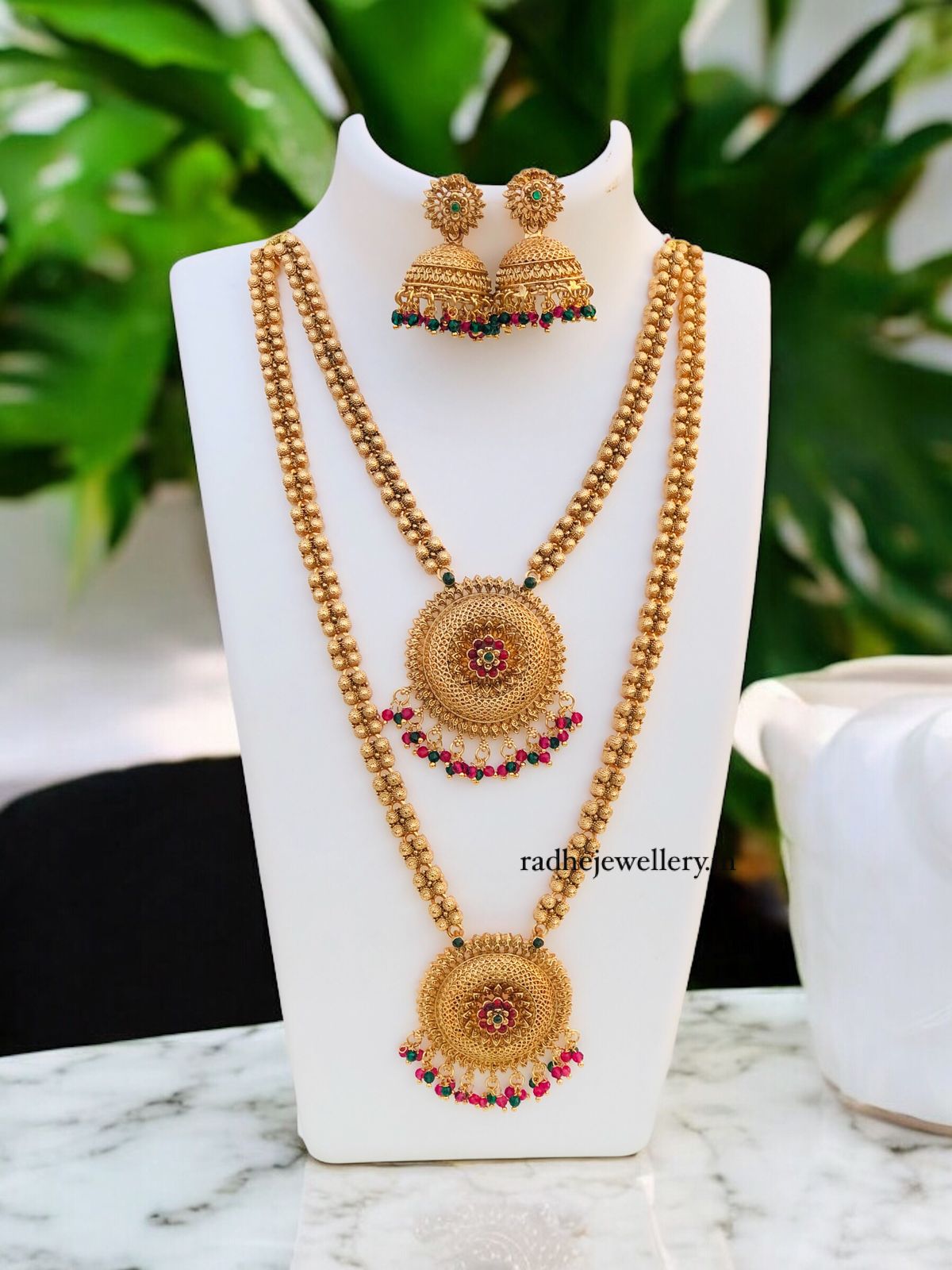 Matte Finish Beautiful combo Necklace Set for Women/Gold Plated/Indian Jewelry Set