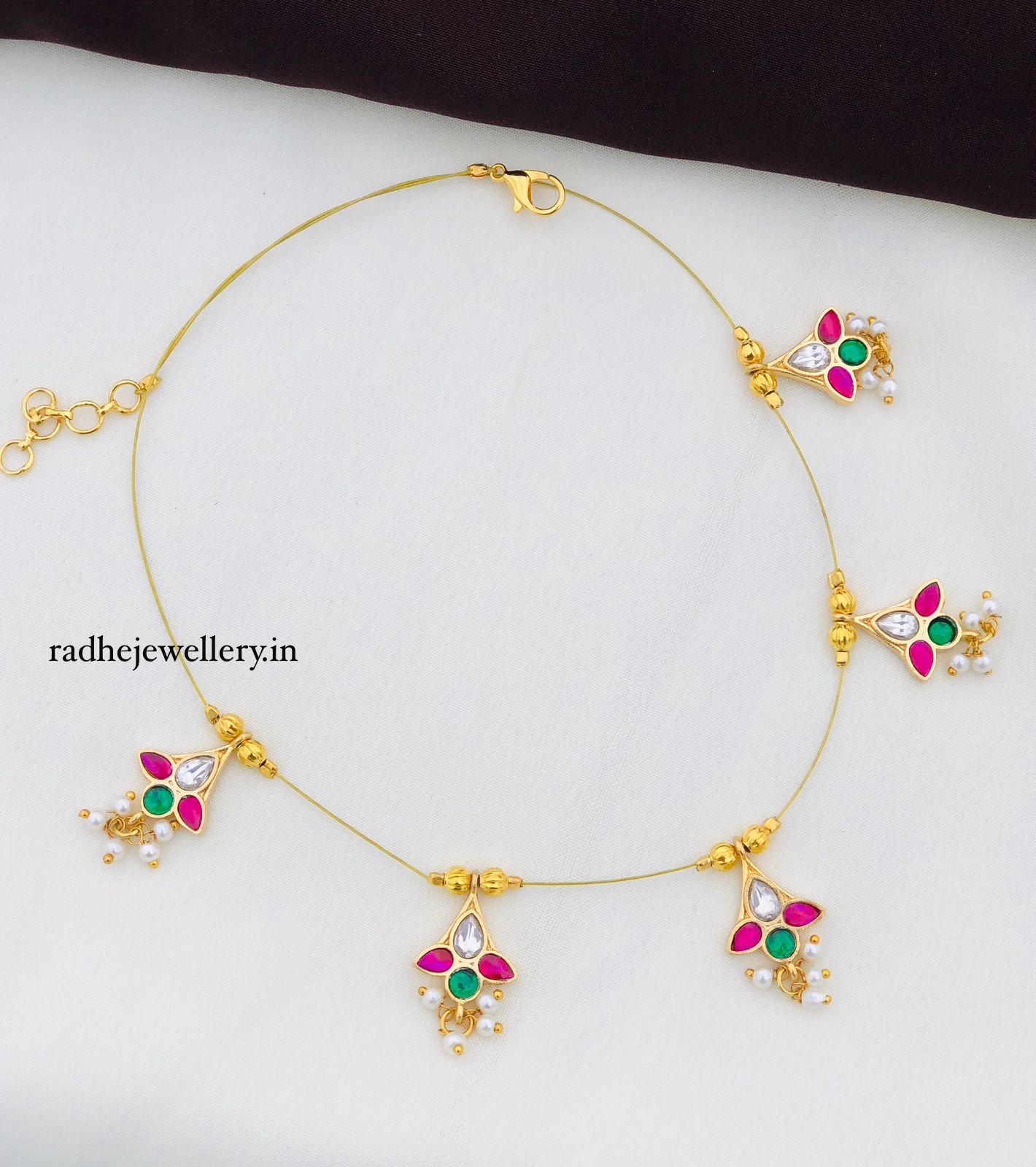 Floral Jadau Kundan String Neckpiece