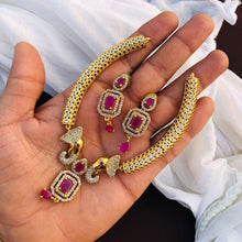 Antique Gold Ad Stone Necklace Design Set