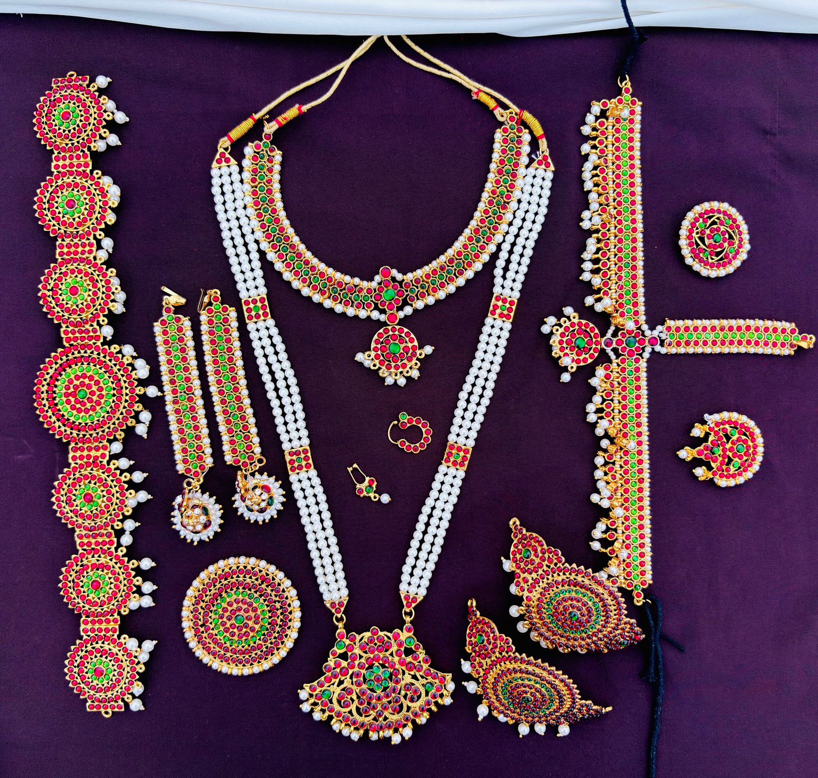 Bharatanatyam Kemp Stone bridel Jewelry set/Dance Jewelry/Natyam Jewellery/Classical Dance Jewelry