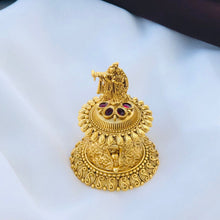 Radha Krishna Designer Kumkum Box – Traditional Gold Finish Sindoor Container for Pooja & Return Gifts
