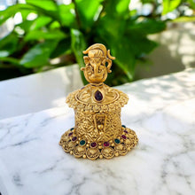 Antique Finish Lord Ganesha Kumkum Box | Traditional Pooja Kumkum Holder