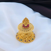 Antique Lakshmi Designer Kumkum Box with Temple Art & Ruby-Green Stone Work
