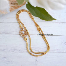 Oval Stones Mugappa Chain 1 Gram Gold Plated Mop Jewelry Chain, 2 Colors