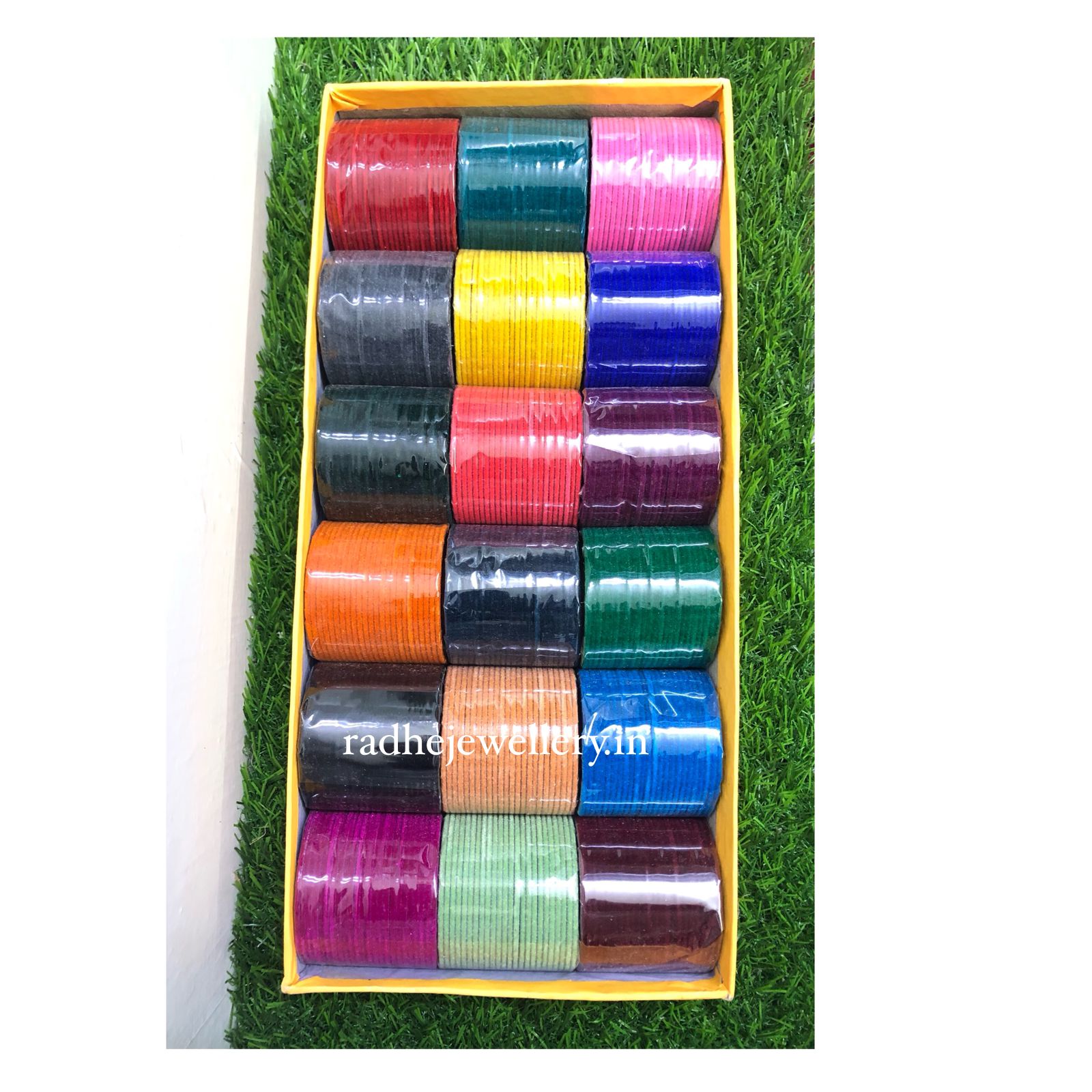 Multicolors Combo Set of 18 Colours (2 Dozen of each colours) Velvet Metal Bangles/Chudi Set for Women and Girls (Pack of 432 Bangles)