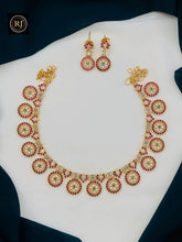 Temple Style Kemp Stone Bridal Necklace Set with Pearl Drops – Traditional South Indian Jewellery