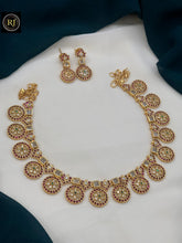Temple Style Kemp Stone Bridal Necklace Set with Pearl Drops – Traditional South Indian Jewellery