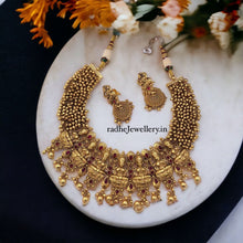 Lakshmi Devi High Neck Chokers, Studded With Golden Beads