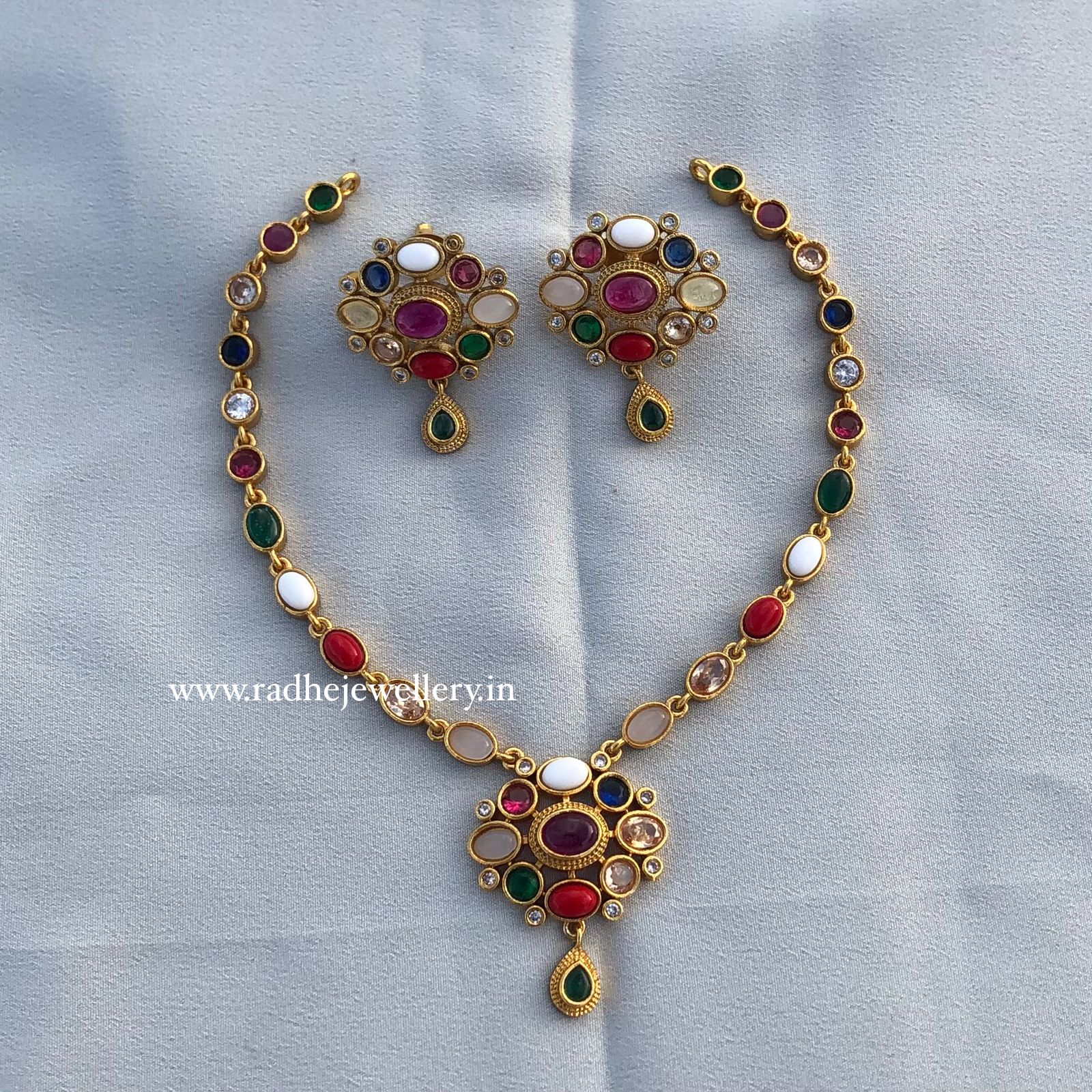 Gorgeous Navratna Stones Necklace