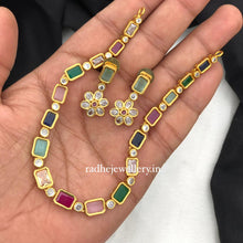 Elegant look multicolor ad stone necklace set