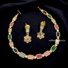 Elegant look multicolor ad stone necklace set