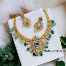 Gorgeous White AD Stone Brass Hasli Tube Necklace