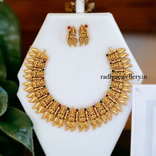Laxmi Designer Matte Gold Polish Temple Necklace Set