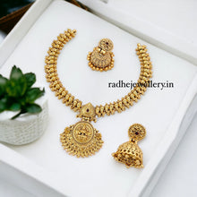 Laxmi Designer Matte Gold Polish Temple Necklace Set