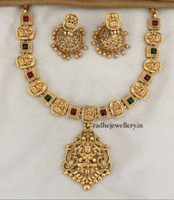 Laxmi Designer Matte Gold Polish Temple Necklace Set