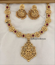 Laxmi Designer Matte Gold Polish Temple Necklace Set