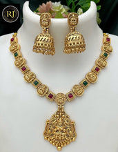 Laxmi Designer Matte Gold Polish Temple Necklace Set