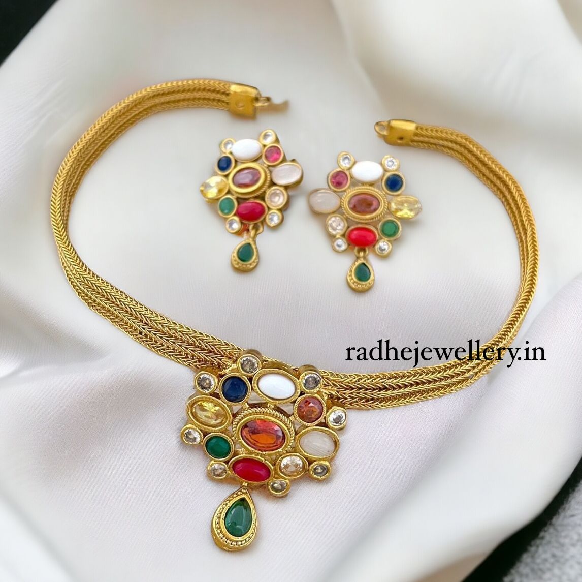 Gorgeous Navratna Stones Necklace