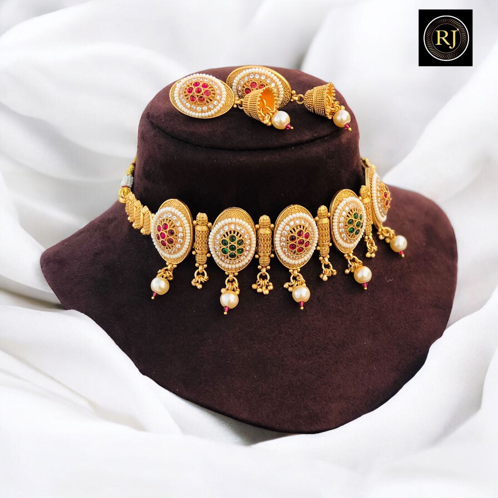 Rajwadi Gold Necklace / Kundan Multicolor Necklace / Rajasthani Jewelry / Handmade Rajwadi Golden Traditional Necklace